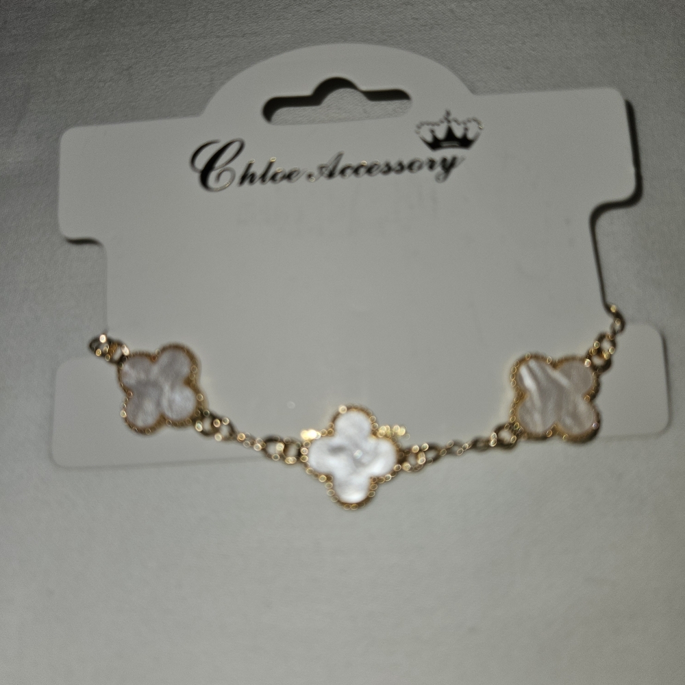 Gold and White Flower Bracelet